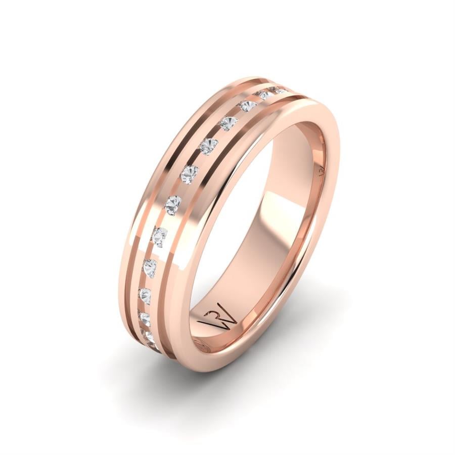 Alliances Avec Pierres Femme ÉQuilibre Or Rose