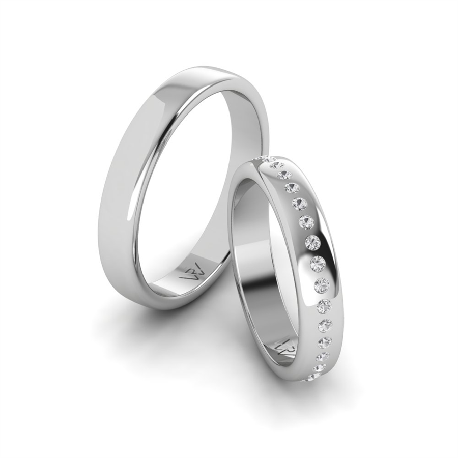 Alliances avec pierres Montmartre Or Blanc couple Oxyde de zirconium 0.35 ct