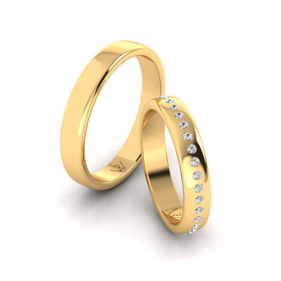 Alliances avec pierres Montmartre Or Jaune couple Oxyde de zirconium 0.35 ct