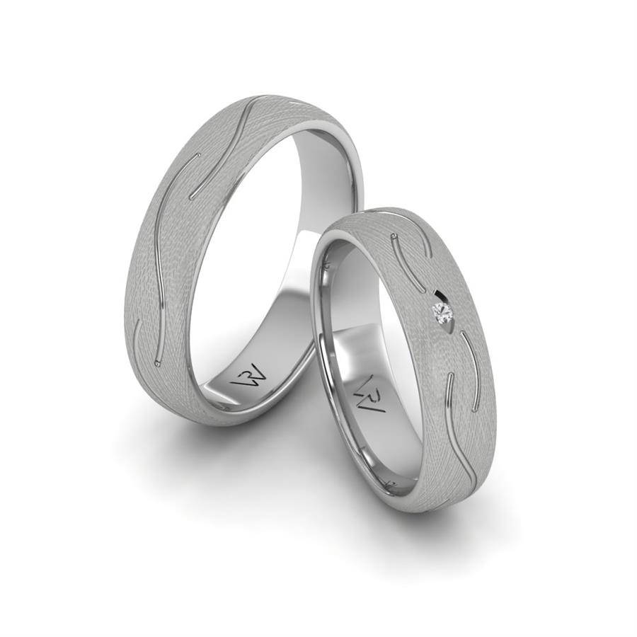 Classic Fire White Gold Wedding Rings