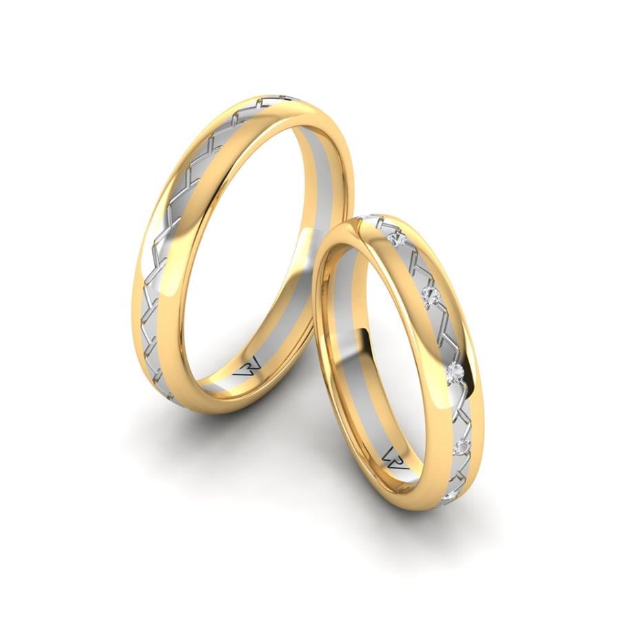 Alliances classiques Harmony Or Jaune Et Blanc