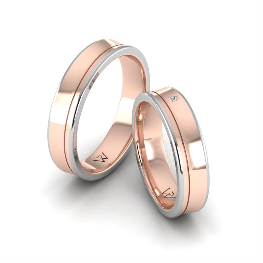Alliances classiques Heavenly Gloss Or Rose Et Blanc
