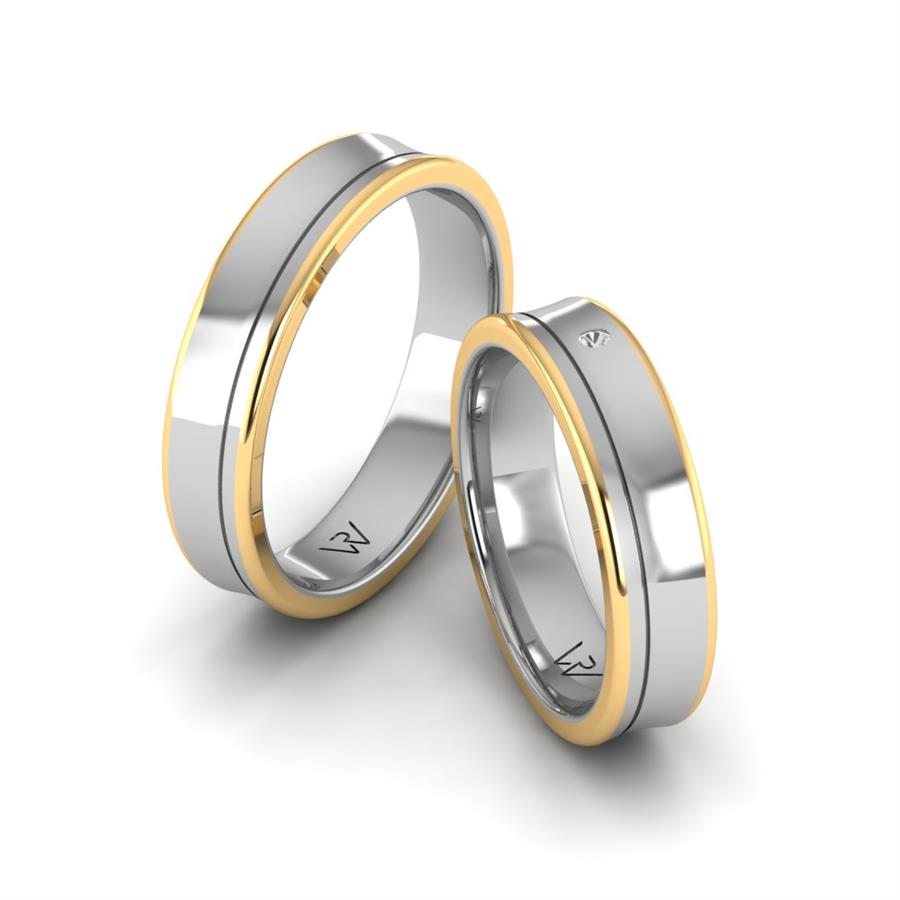 Alliances classiques Heavenly Gloss Or Blanc Et Jaune