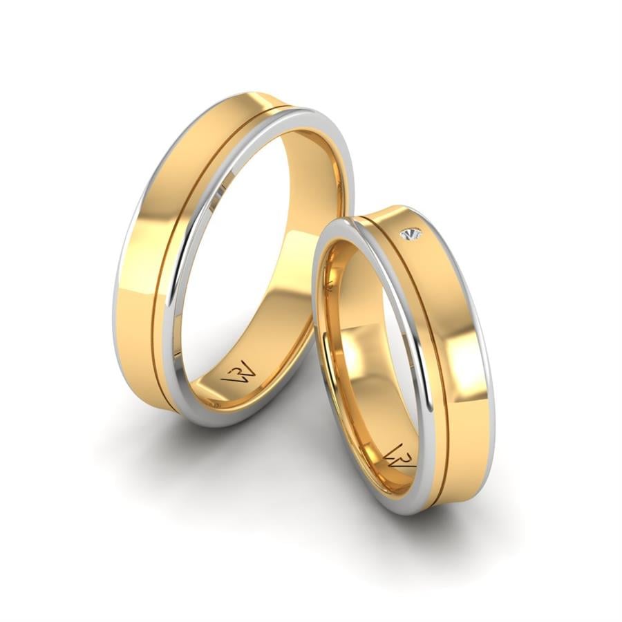 Alliances classiques Heavenly Gloss Or Jaune Et Blanc