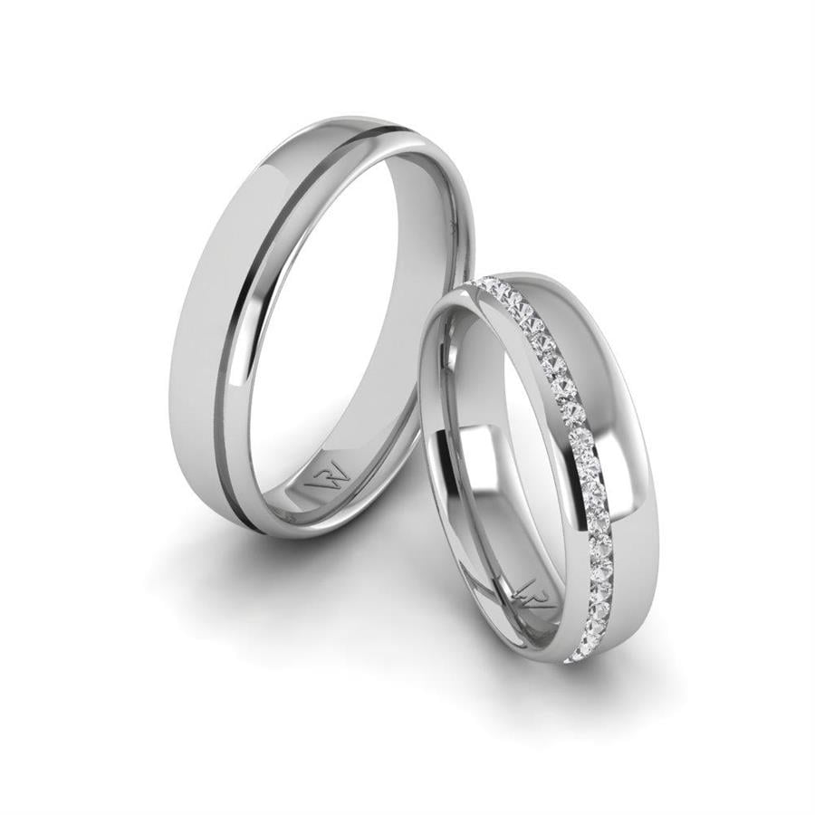 Alliances Couple en Platine CommitmentLink Cristal de Swarovski