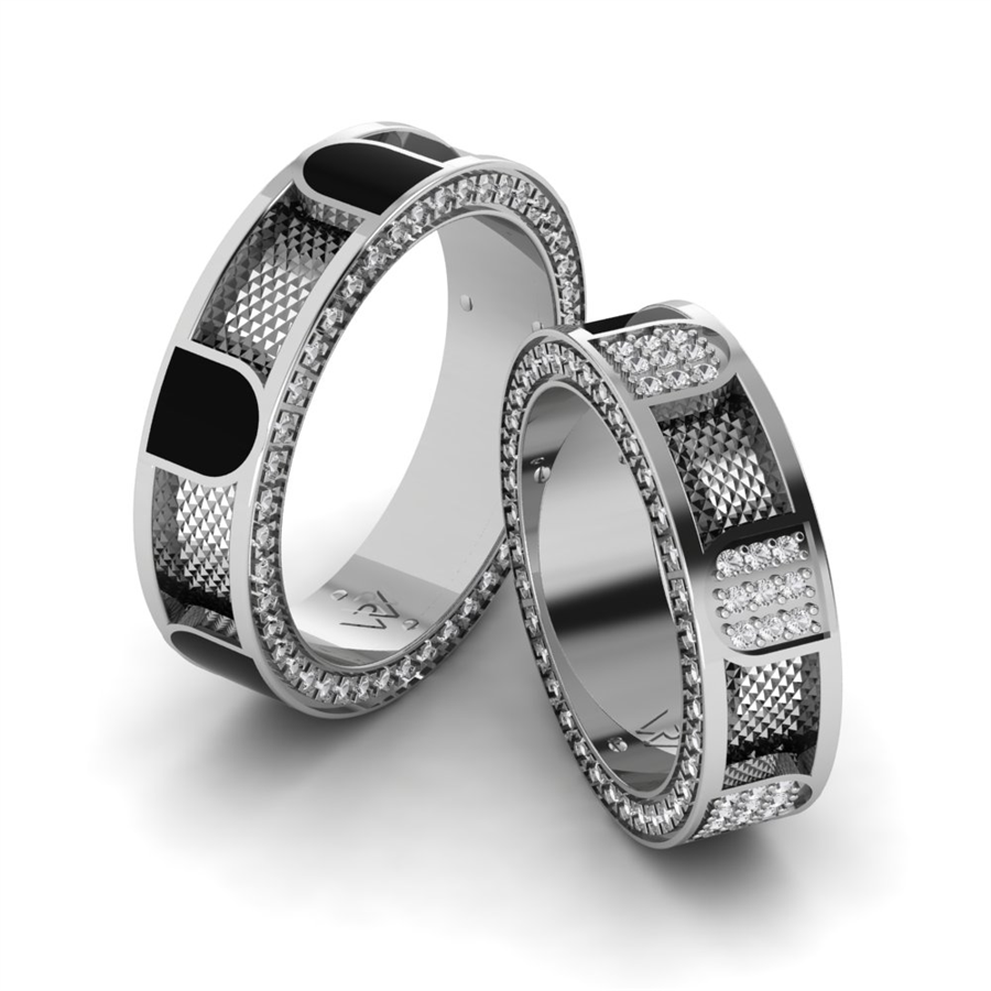 Alliances en argent Rhodié Blanc couple Saint-Tropez Oxyde de zirconium 1.25 ct