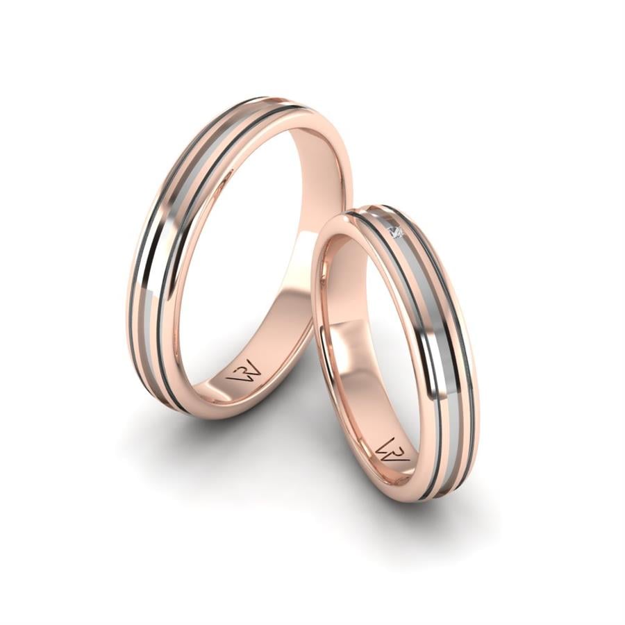 Alliances modernes Amazing Dimension Basic Or Rose Et Blanc