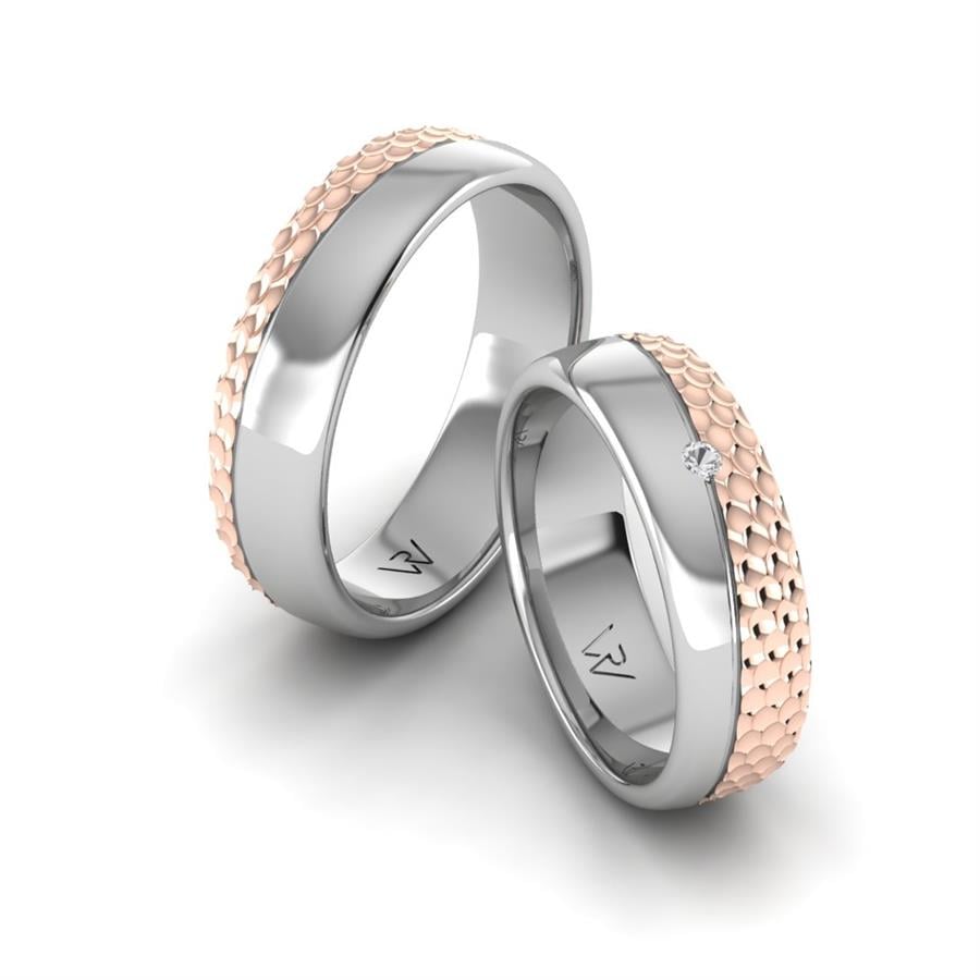 Alliances modernes Charming Cloud Or Blanc Et Rose