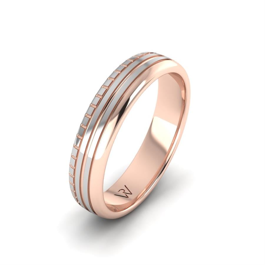 Alliances modernes homme Alluring World Or Rose Et Blanc