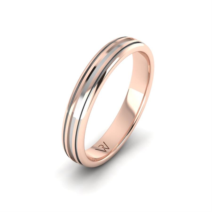 Modern men's wedding rings Amazing Dimension Basic Rose Gold And White