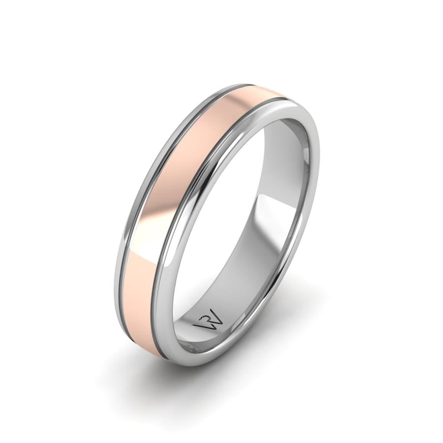 Alliances modernes homme Charming Choice Or Blanc Et Rose