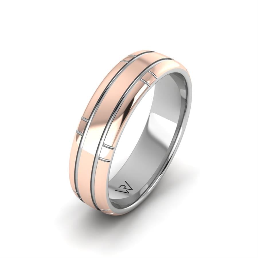 Alliances modernes homme Noble Paradise Or Rose Et Blanc