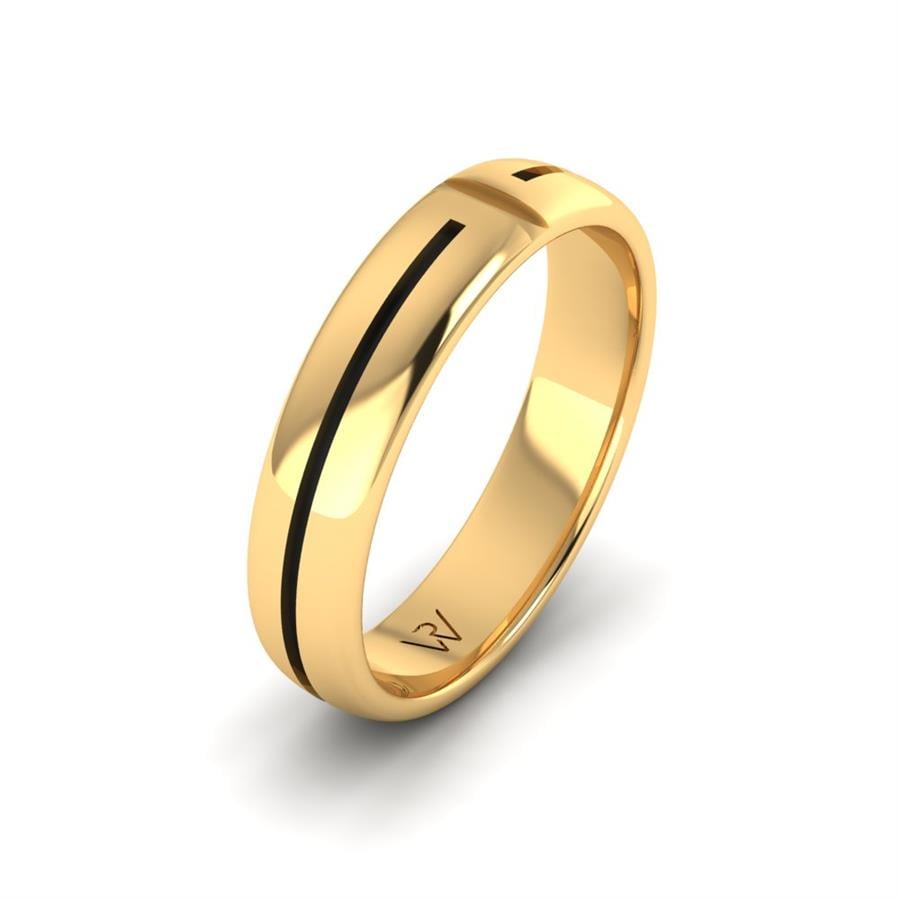 Modern men's wedding rings Unique Trust Yellow Gold