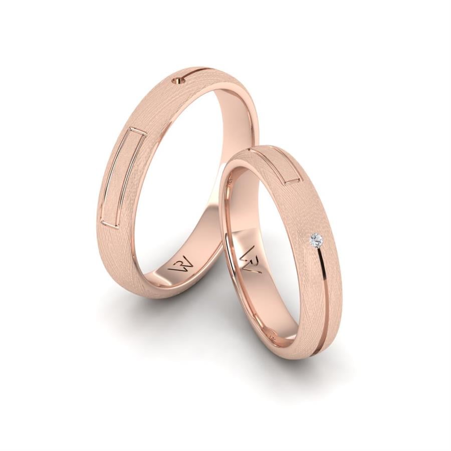 Modern Level Rose Gold Wedding Rings
