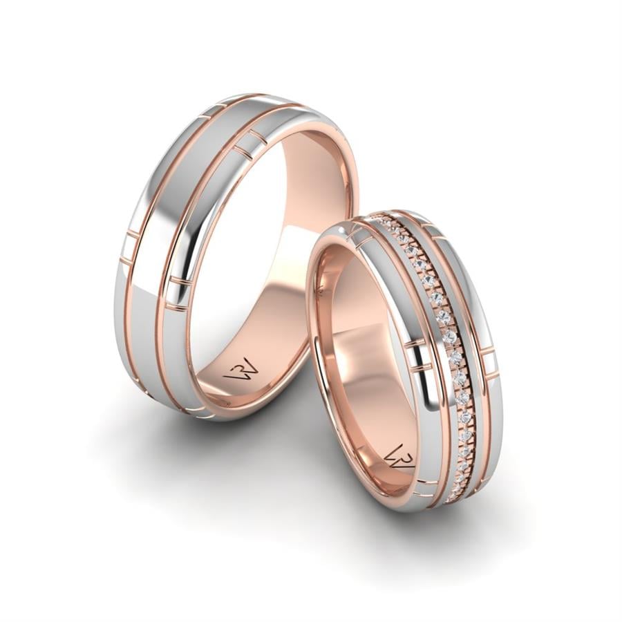 Alliances modernes Noble Paradise Or Blanc Et Rose