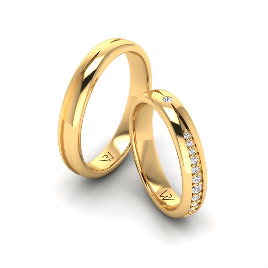 Modern Wedding Rings Pearl Yellow Gold