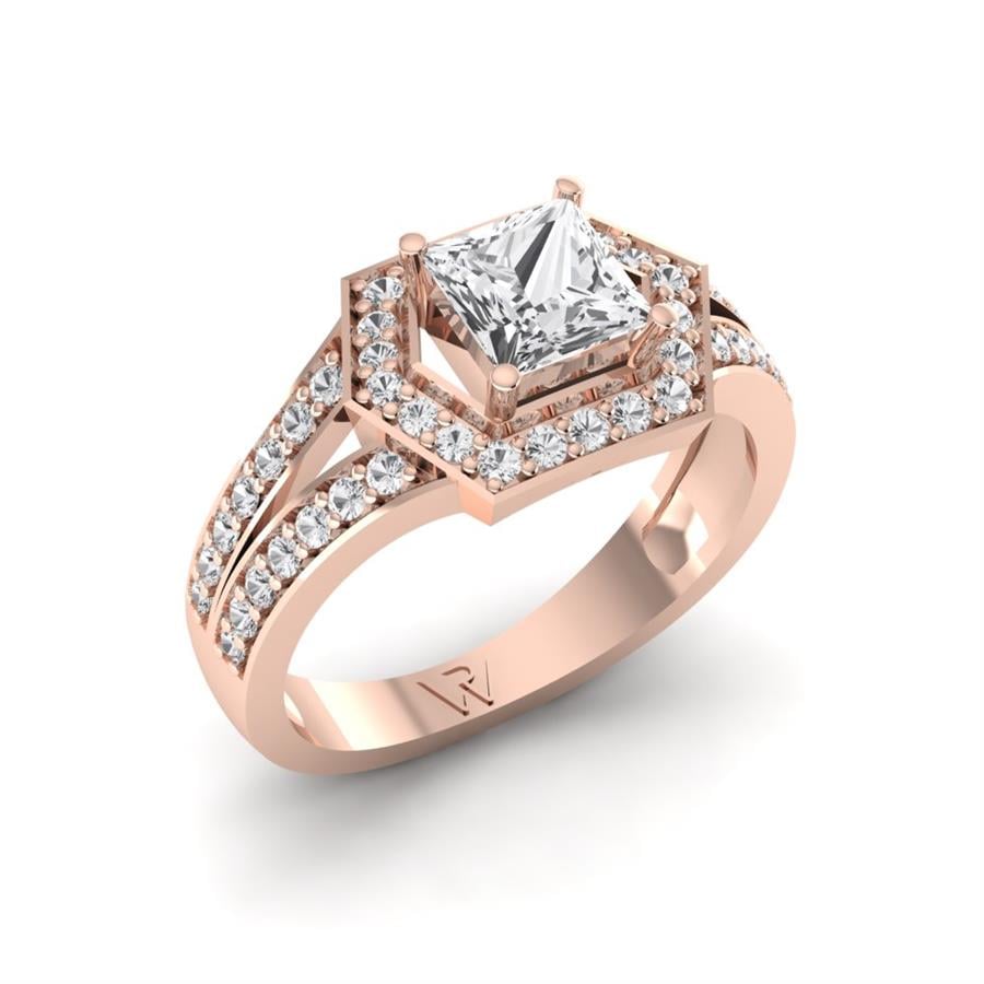 Bagues Impériale Argent Plaqué Or Rose Diamant 1.3 ct