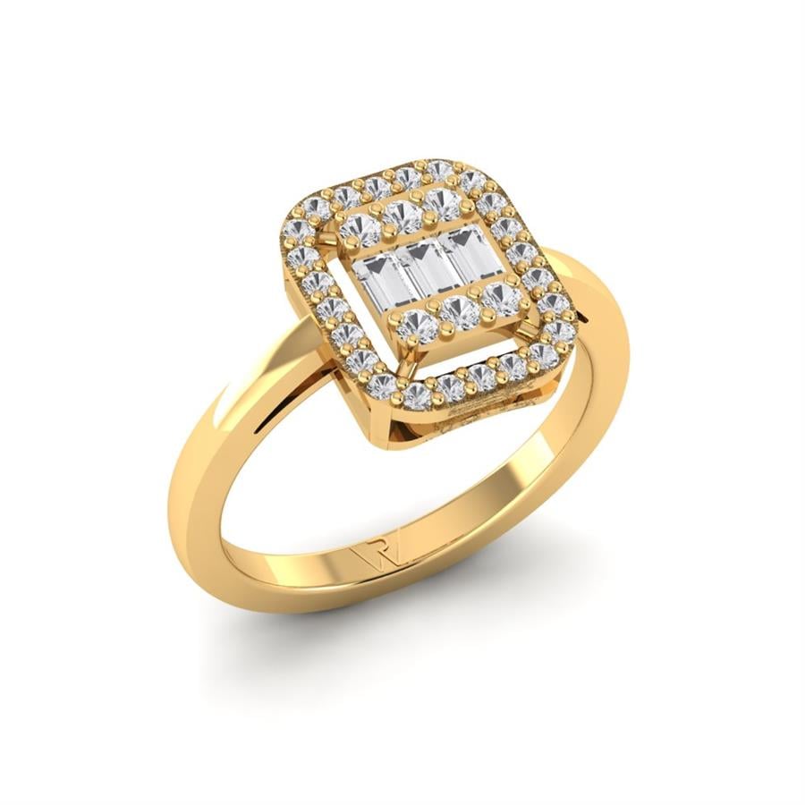Bagues Princesse Argent Plaqué Or Jaune Diamant 0.5 ct
