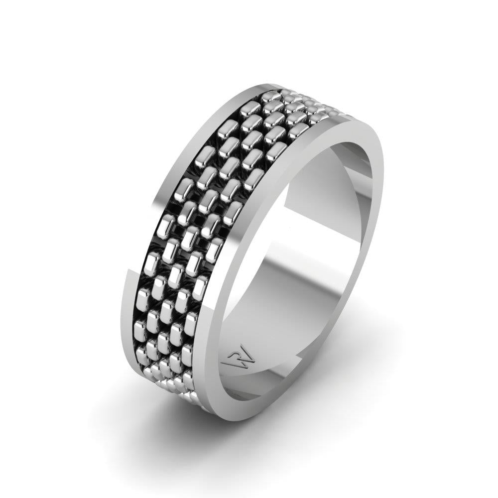 Modern wedding rings for men Soft White Gold 