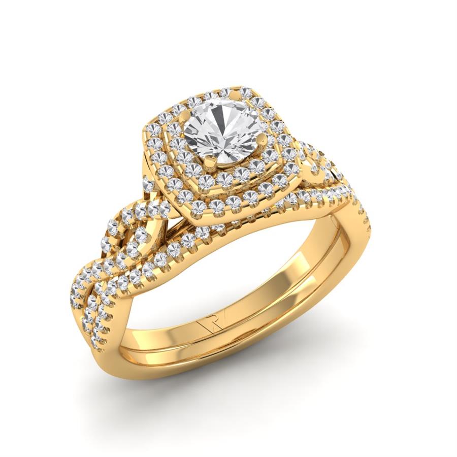 Solitaires Harmonie Argent Plaqué Or Jaune Diamant 1 ct