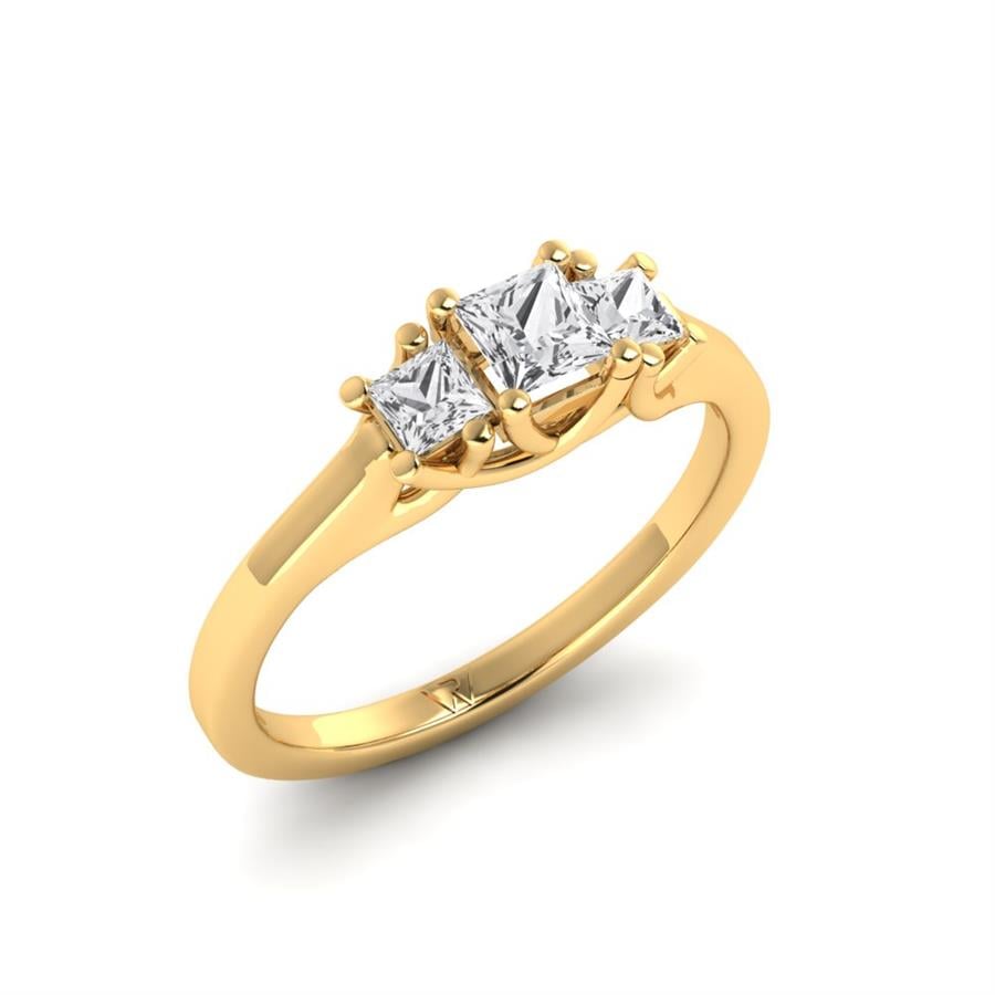Solitaires Intense Argent Plaqué Or Jaune Diamant 0.60 ct