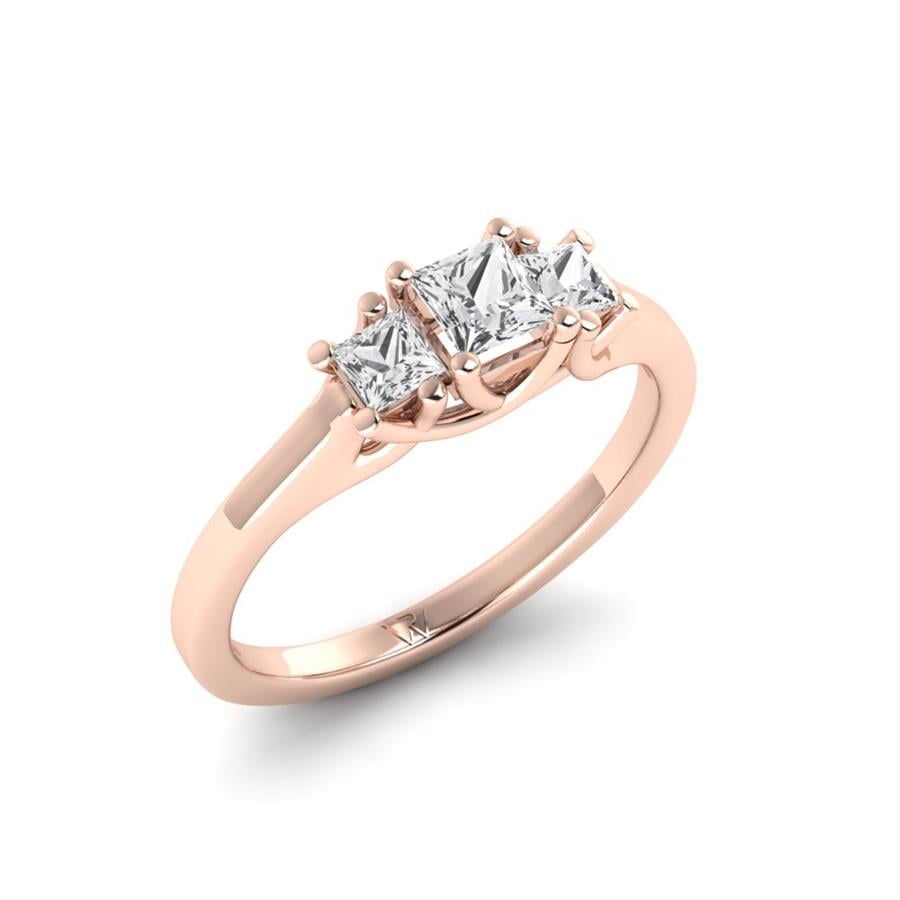 Solitaires Intense Argent Plaqué Or Rose Diamant 0.60 ct