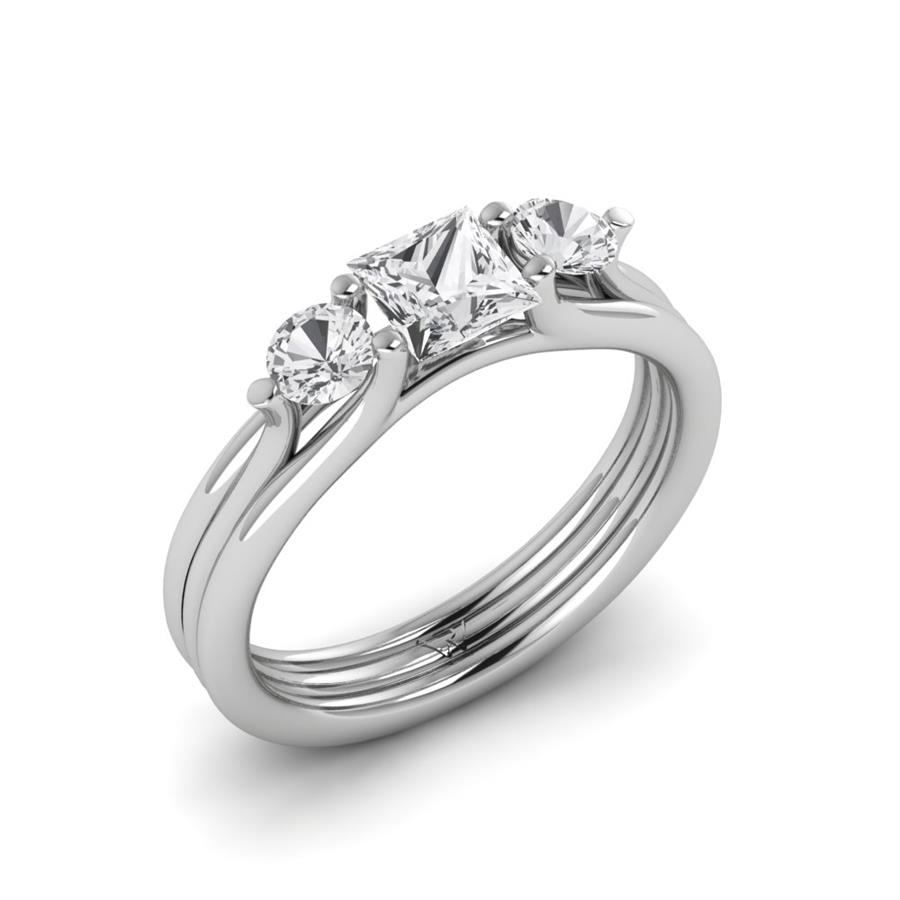 Solitaires Poésie Argent Rhodié Blanc Oxyde de zirconium 0.95 ct