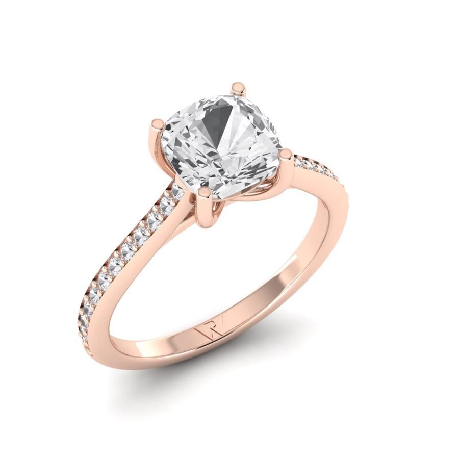Solitaires Raviva Argent Plaqué Or Rose Diamant 2 ct