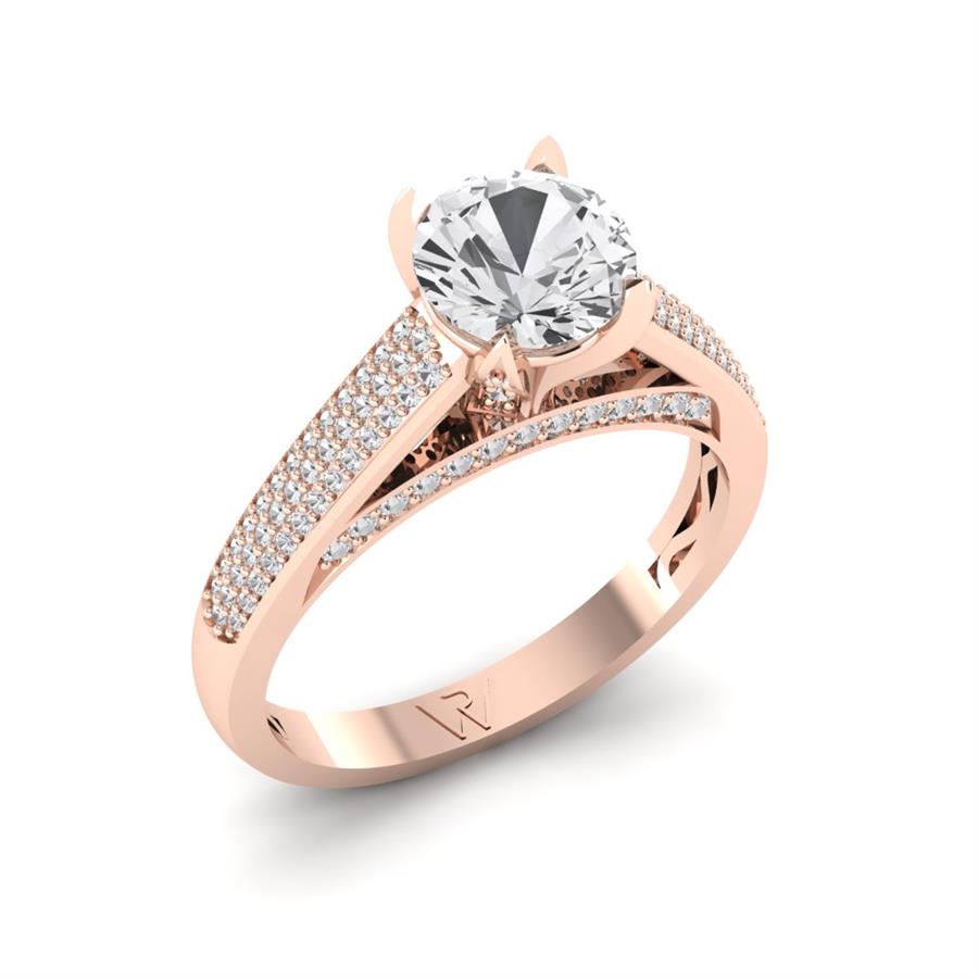 Soltaires Rosa Argent Plaqué Or Rose Diamant 1 ct