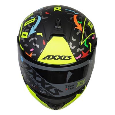 Axxis Draken Crazy Matt Fluor - Yellow Full Face Motosiklet Kaskı