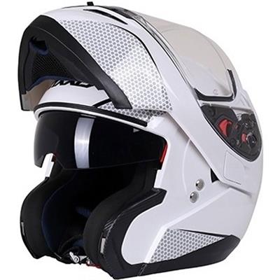 Axxis Roc Sv Solid Gloss Pearl White Çene Açilir Kask