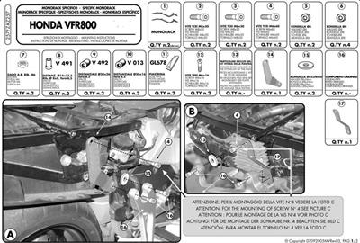 Givi 257FZ HONDA VFR 800 (98-01) Arka Çanta Taşıyıcı