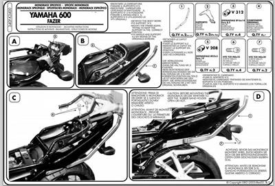 Givi 340F YAMAHA FZS 600 FAZER (98-03) Arka Çanta Taşıyıcı