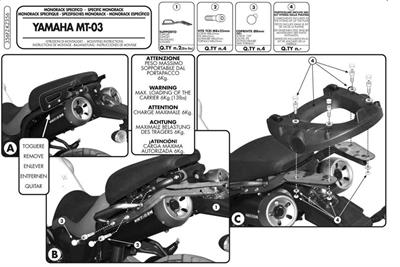 Givi 356FZ YAMAHA MT-03 600 (06-14) Arka Çanta Taşıyıcı