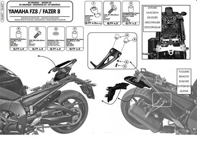 Givi 366KIT YAMAHA FZ8-FAZER8 (10-15) Yan Çanta Taşıyıcı Bağlantı Kiti