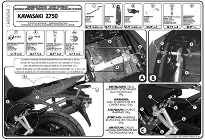 Givi 443FZ KAWASAKI Z 750 (04-06) Arka Çanta Taşıyıcı