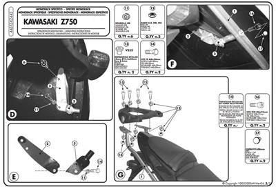 Givi 443FZ KAWASAKI Z 750 (04-06) Arka Çanta Taşıyıcı
