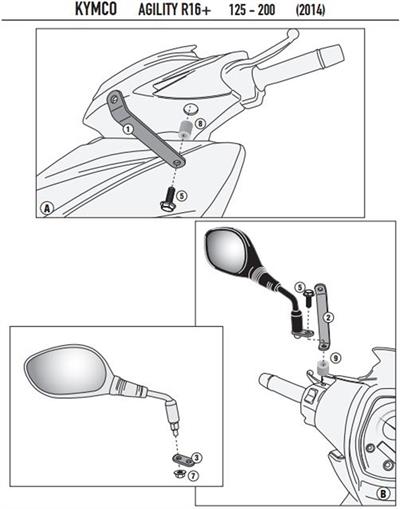Givi A6106A KYMCO AGILITY 125-200 R16+ (14-19) Rüzgar Siperlik Bağlantısı
