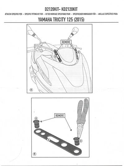 Givi D2120KIT YAMAHA TRICITY 125-155 (14-19) Rüzgar Siperlik Bağlantısı