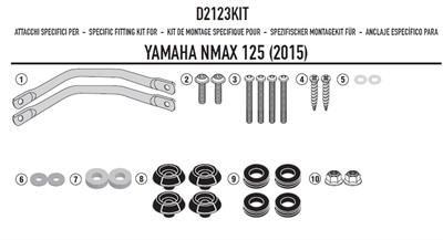 Givi D2123KIT YAMAHA N-MAX 125-155 (15-19) Rüzgar Siperlik Bağlantısı