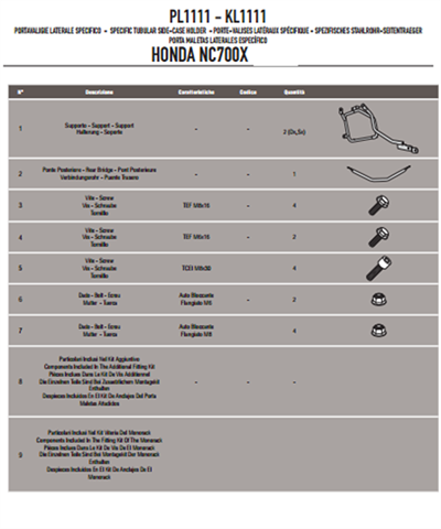 Givi PL1111 HONDA NC 700 X-S - NC 750 X-S - NC 750 X-S DCT (12-15) Yan Çanta Taşıyıcı