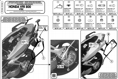 Givi PL166 HONDA VFR 800 VTEC (02-11) Yan Çanta Taşıyıcı