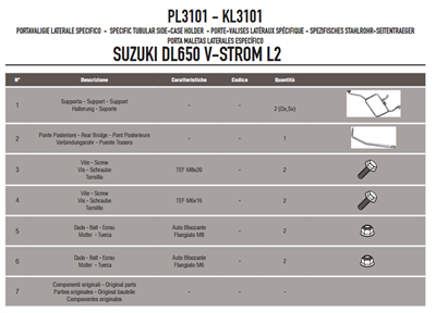 Givi PL3101 SUZUKI DL 650 V-STROM (11-16) Yan Çanta Taşıyıcı