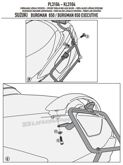 Givi PL3104 SUZUKI BURGMAN 650 - 650 EXECUTIVE (13-19) Yan Çanta Taşıyıcı