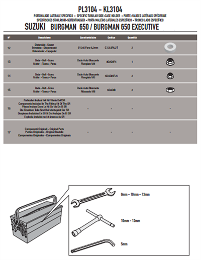 Givi PL3104 SUZUKI BURGMAN 650 - 650 EXECUTIVE (13-19) Yan Çanta Taşıyıcı