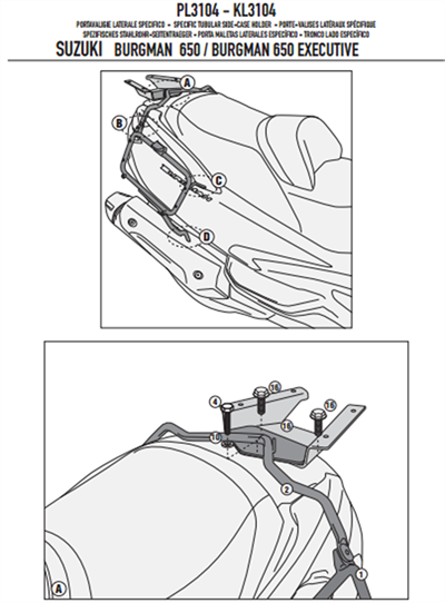 Givi PL3104 SUZUKI BURGMAN 650 - 650 EXECUTIVE (13-19) Yan Çanta Taşıyıcı
