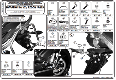 Givi PL360 YAMAHA FZ6 S2 - FZ6 600 FAZER S2 (07-11) Yan Çanta Taşıyıcı
