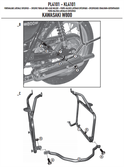 Givi PL4101 KAWASAKI W 800 (11-17) Yan Çanta Taşıyıcı