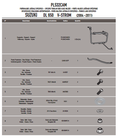 Givi PL532CAM SUZUKI DL 650 V-STROM (04-11) Yan Çanta Taşıyıcı