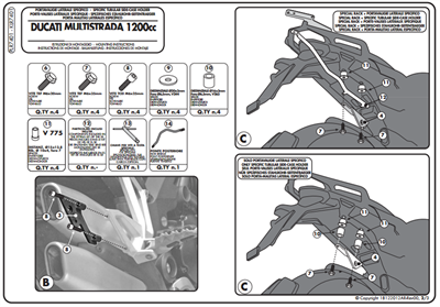 Givi PLR7401 DUCATI MULTISTRADA 1200 (10-14) Yan Çanta Taşıyıcı